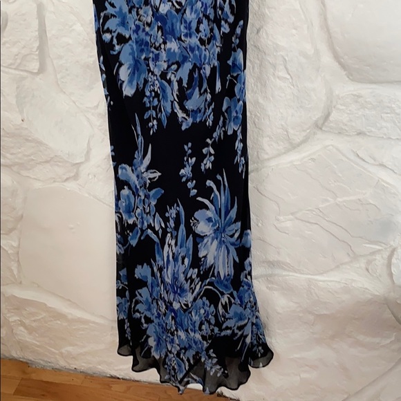 Majick long Lined Sheer sleeved Navy + Blue Dress - Picture 12 of 14
